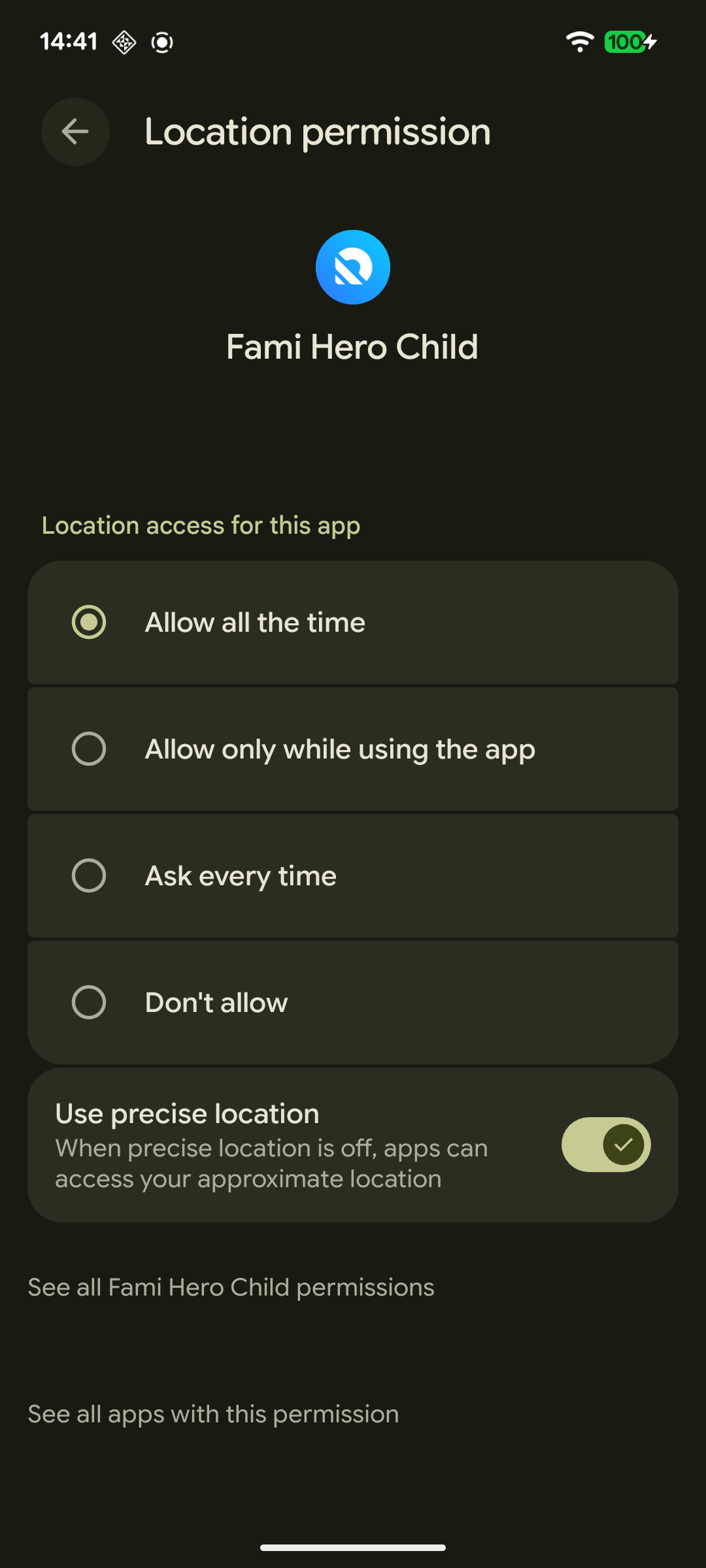 Background Location Permission Active State in Android Settings
