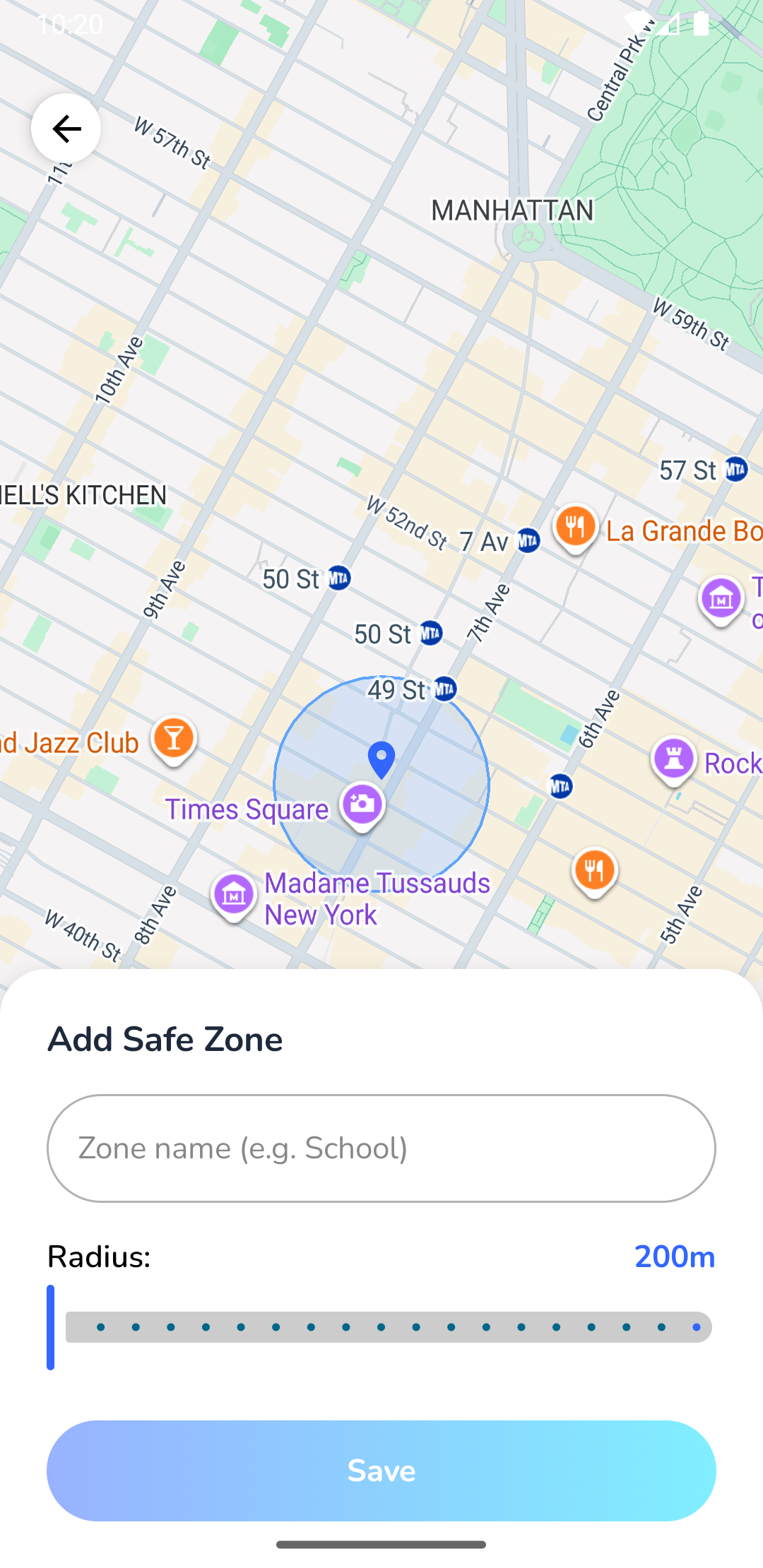 Parent App: Configuring a Safe Zone / Geofence Radius