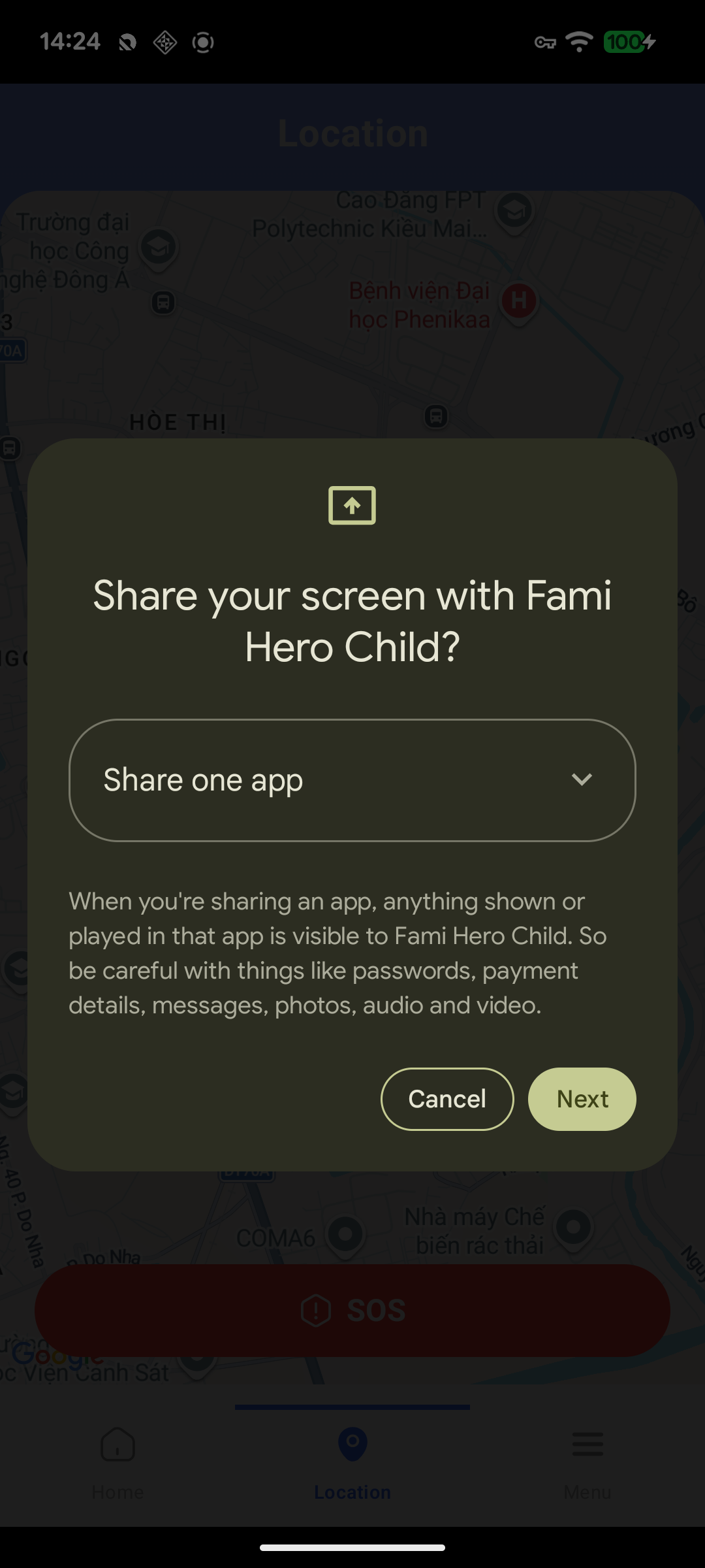 Parent App Screen: Requesting a Live Screenshot