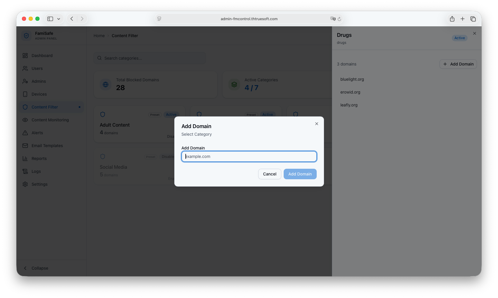 Admin Portal: Custom Domain Blacklist and Whitelist Rules