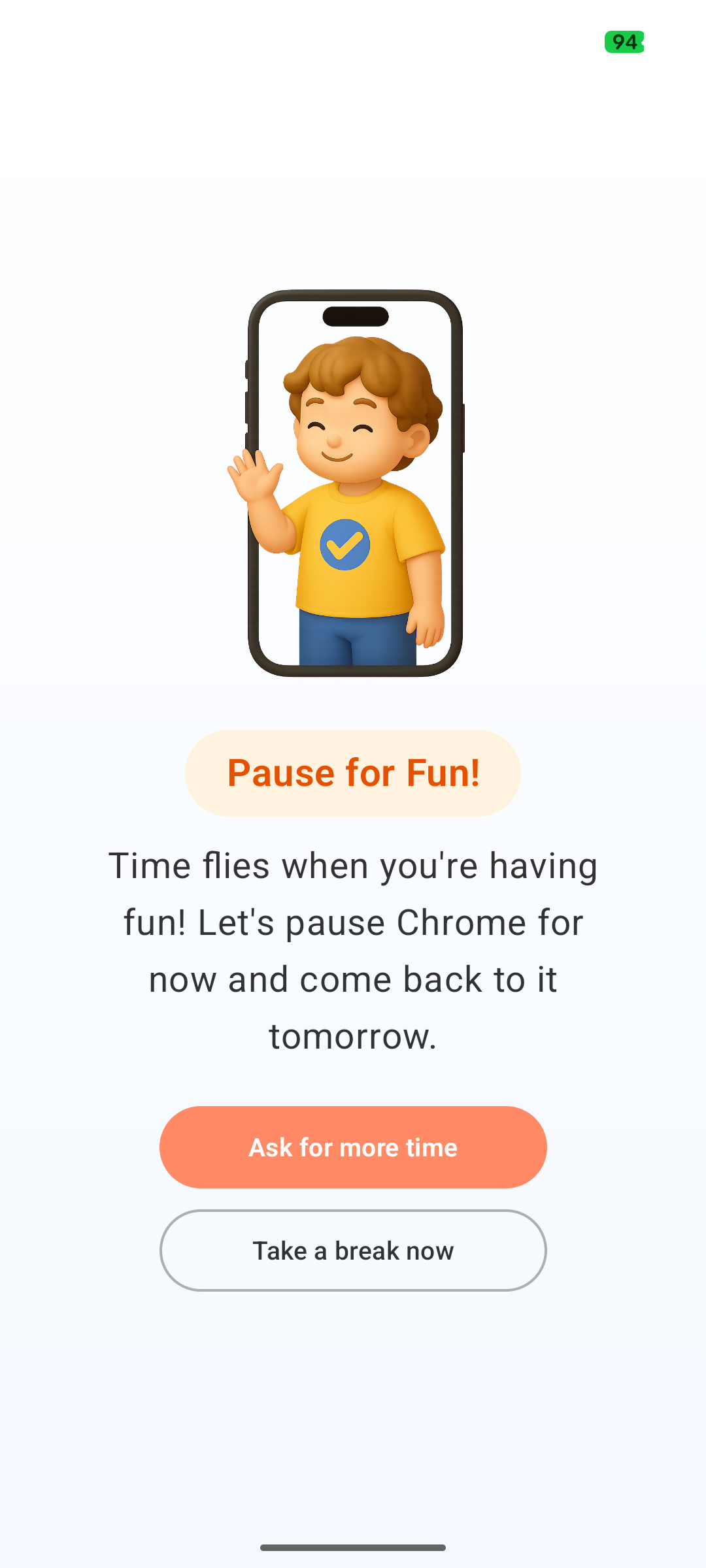 Child Device Screen: App Blocked / Time Out Overlay