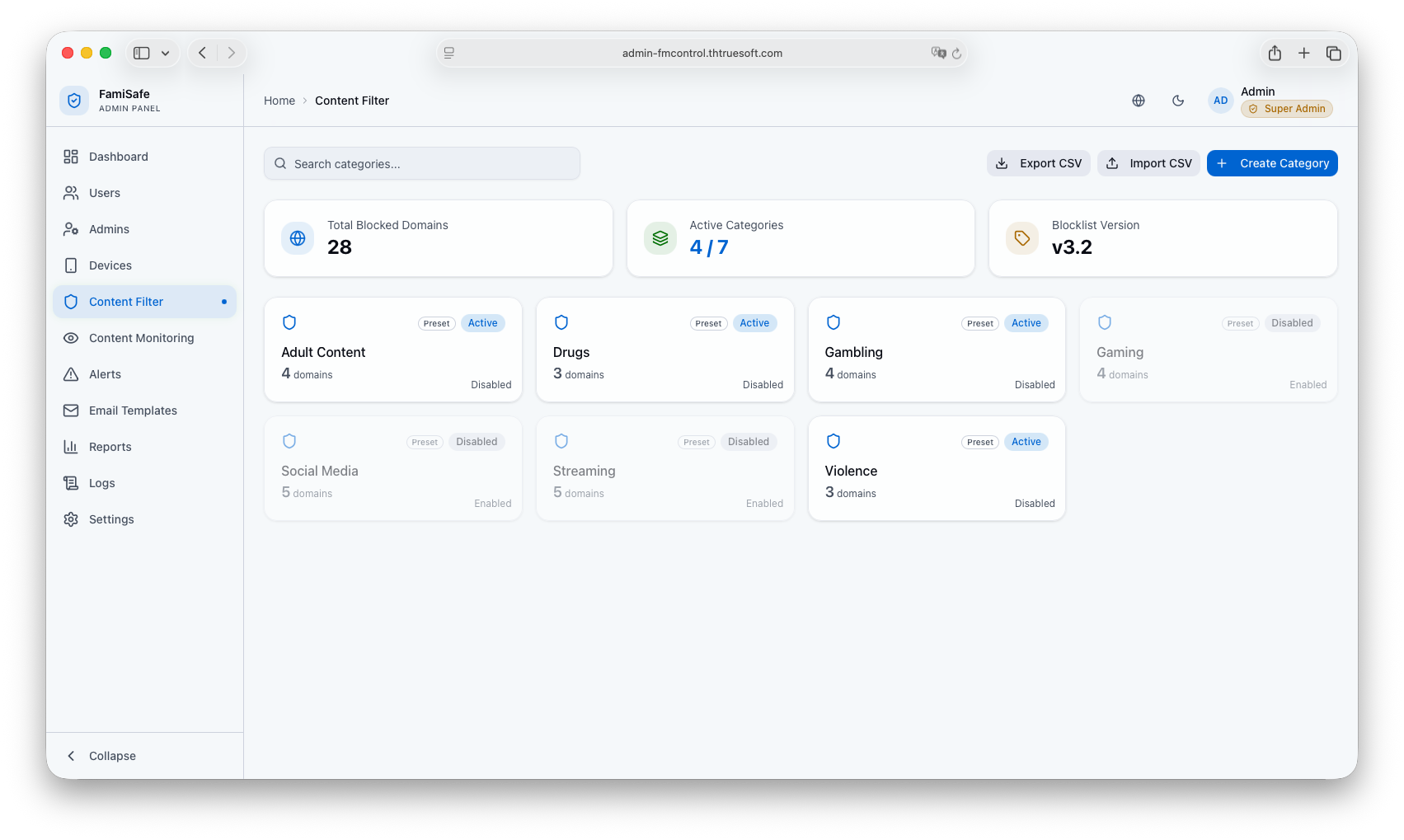 Admin Portal: Configuring SafeSearch and App Categories